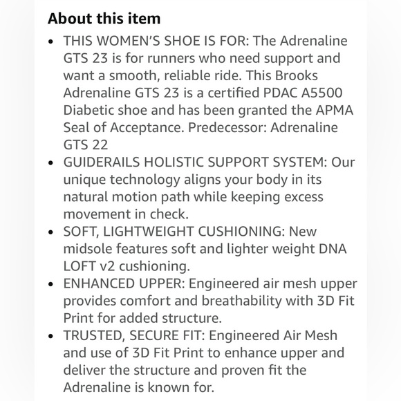 ▪️ Brooks Women's Adrenaline GTS 23 Supportive Running Shoe - Picture 11 of 13